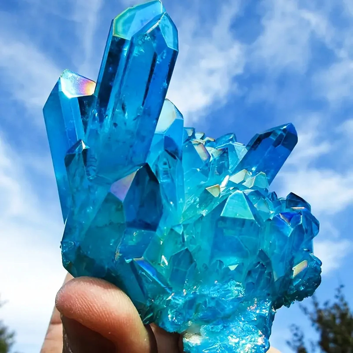 Titanium Aura Quartz Crystal Cluster - Image 1