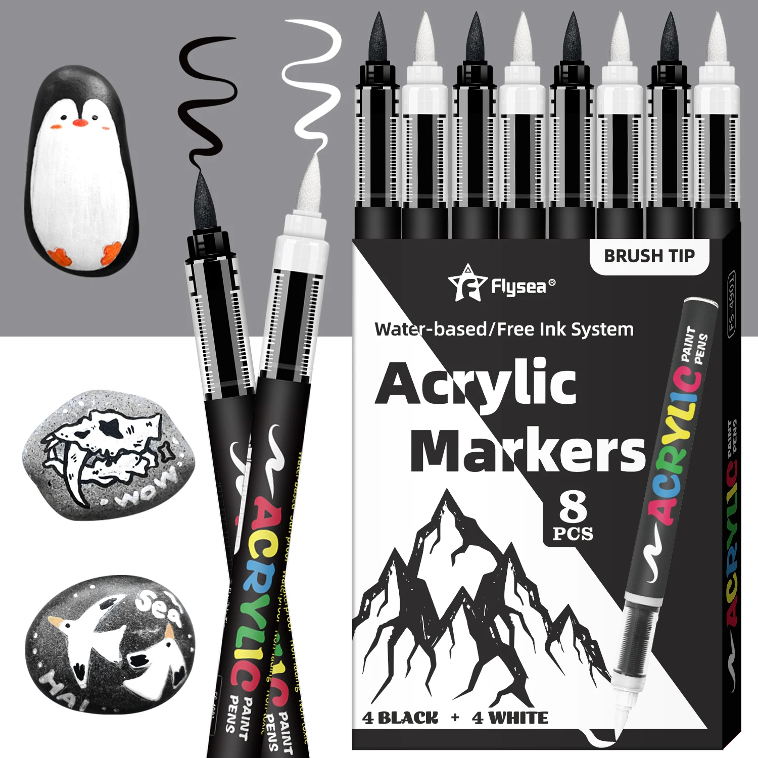 Black and White Acrylic Paint Markers Set - Image 1