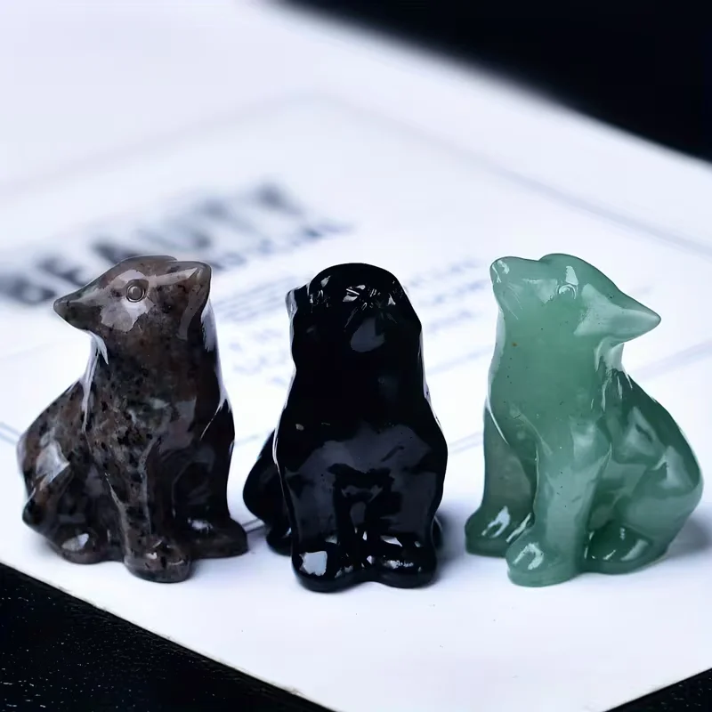 Random 3pcs natural crystal animal carving ornaments - Image 4