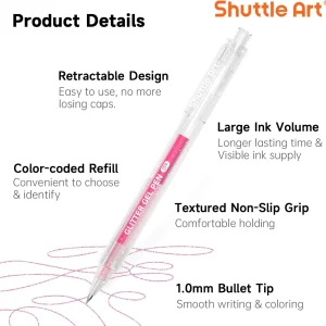 Vibrant Sparkle Retractable Glitter Gel Pens - Thumbnail Image 2