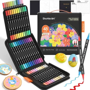 Shuttle Art 48 Colors Dual Tip Acrylic Paint Markers