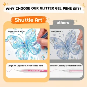 Vibrant Sparkle Retractable Glitter Gel Pens - Thumbnail Image 4
