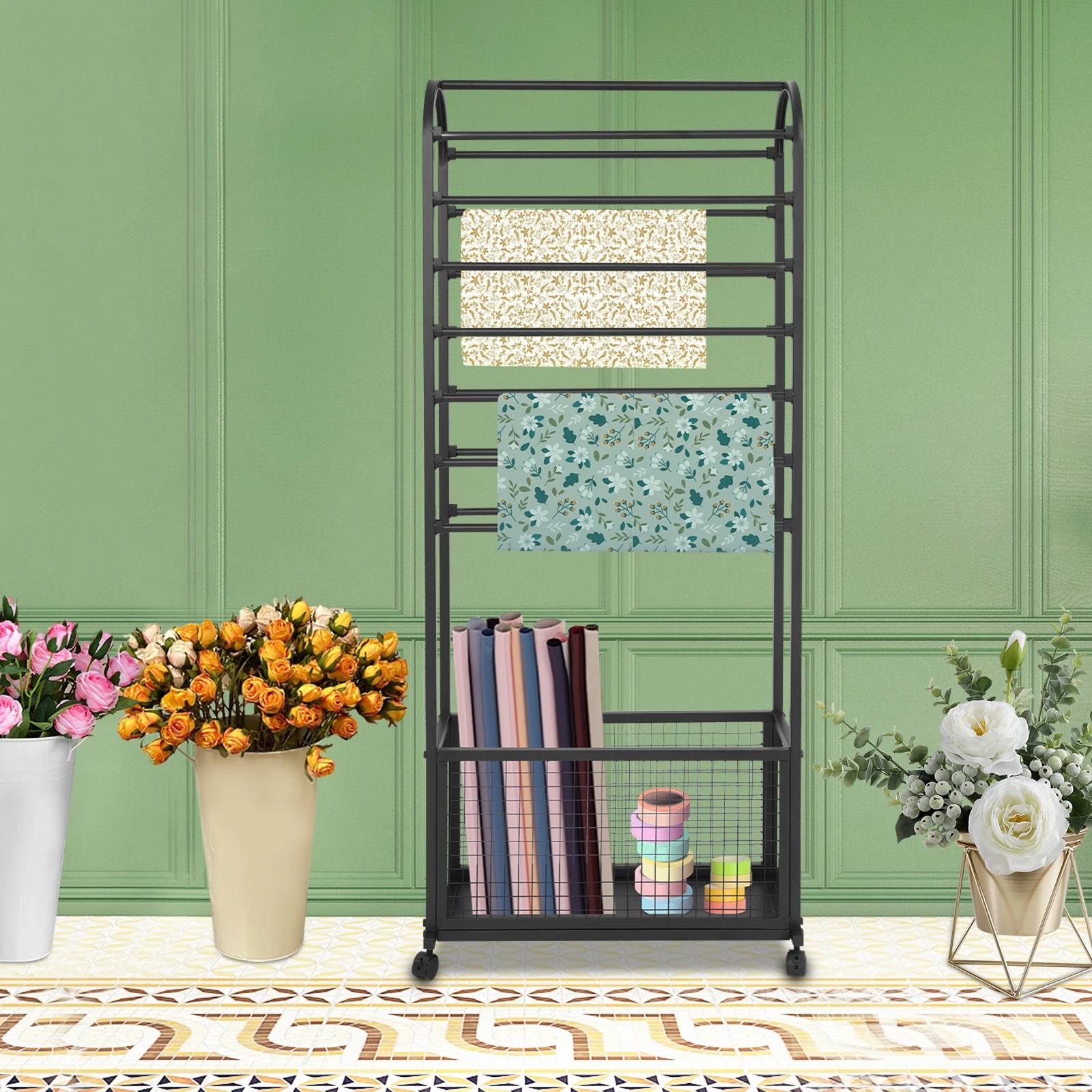 Rolling Ribbon Holder Organizer Rack - Image 1