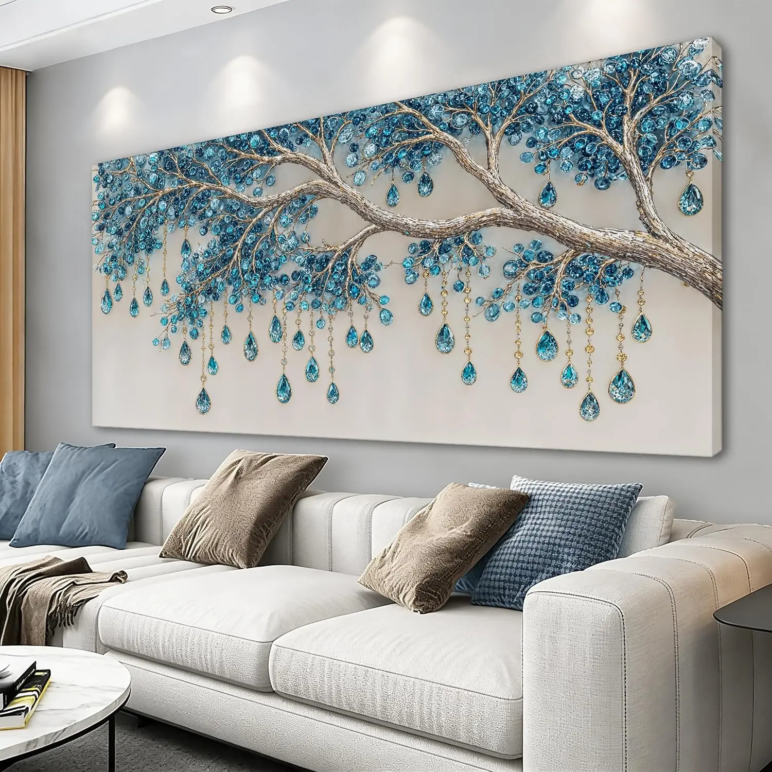 Blue Tree Diamond Art Print Canvas - Image 1