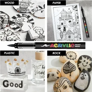 Black and White Acrylic Paint Markers Set - Thumbnail Image 4