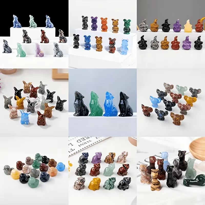 Random 3pcs natural crystal animal carving ornaments - Image 2