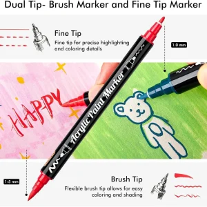 Shuttle Art 48 Colors Dual Tip Acrylic Paint Markers - Thumbnail Image 3