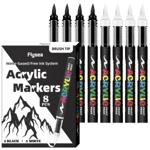 Black and White Acrylic Paint Markers Set - Thumbnail Image 7