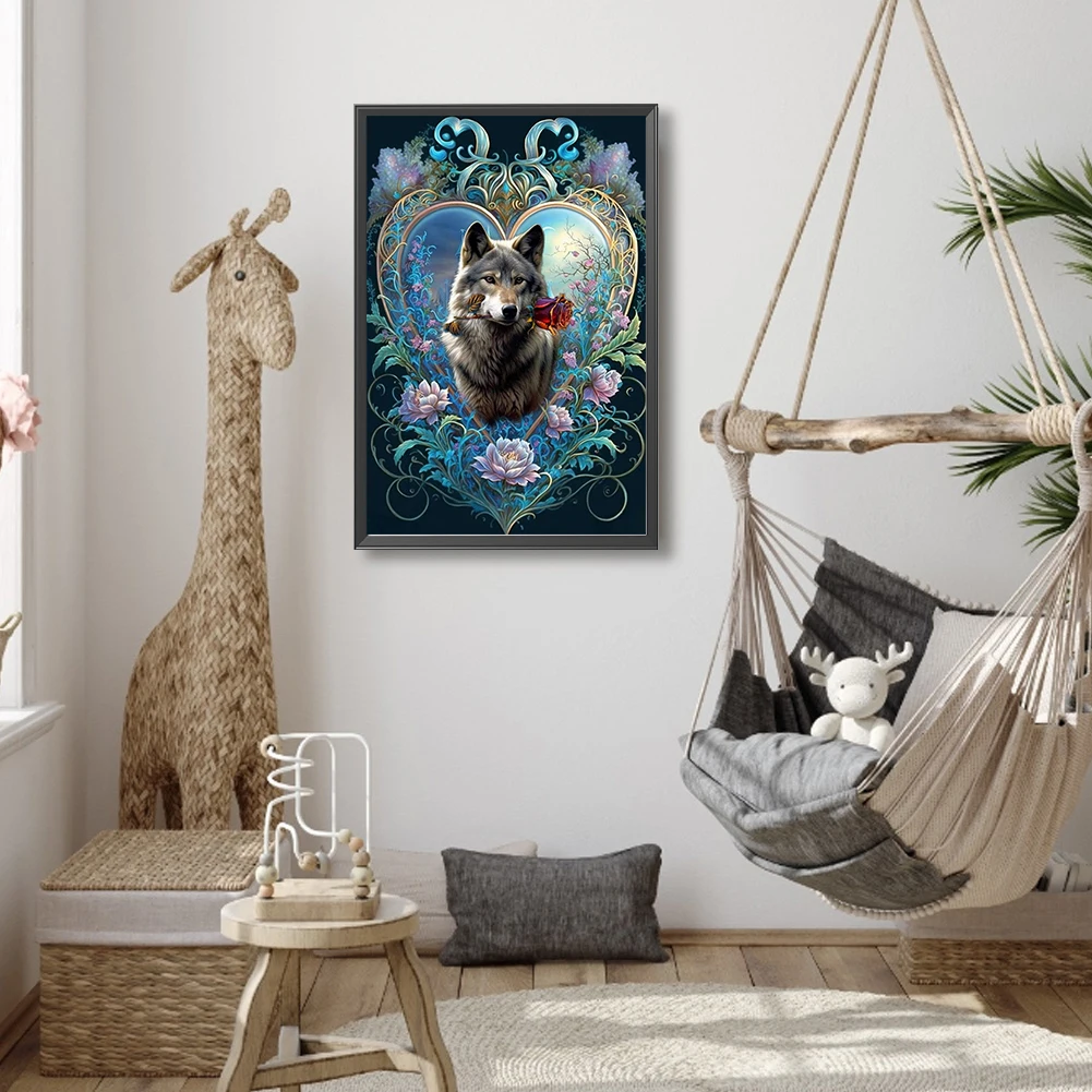 Diamond Painting Wolf with Rose - Image 2