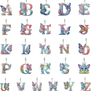 Butterfly Letters Diamond Art Painting Keychains