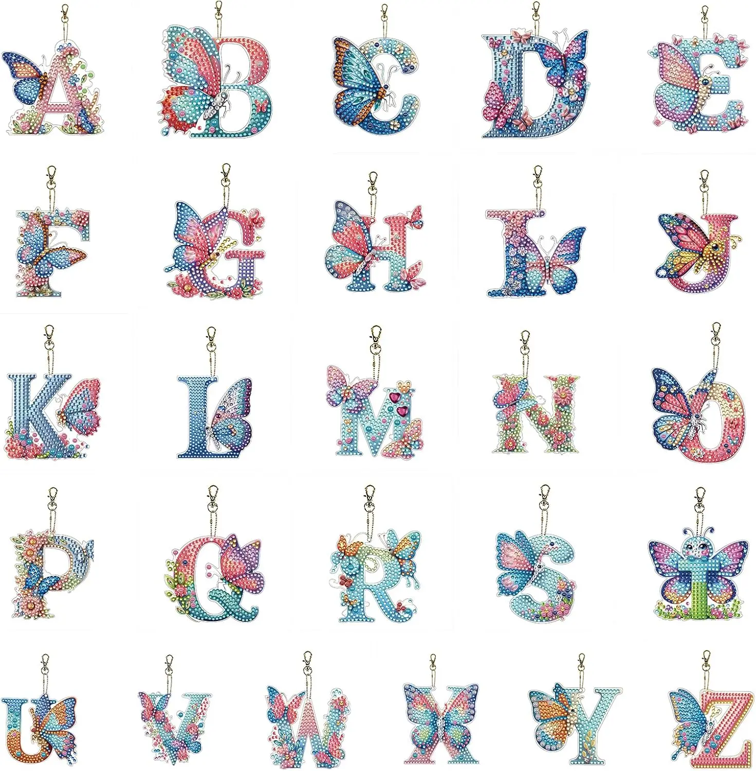 Butterfly Letters Diamond Art Painting Keychains - Image 1